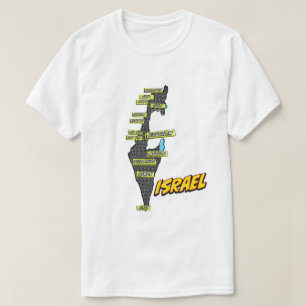 Pop Art Illustriert Israel Karte T-Shirt