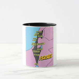 Pop Art Illustriert Israel Karte Tasse