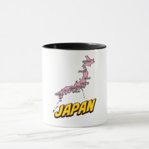 Pop Art Illustriert Japan Karte Tasse