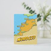 Pop Art Illustriert Marokko Karte (Stehend Vorderseite)