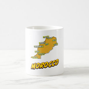 Pop Art Illustriert Marokko Karte Kaffeetasse