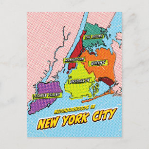 Pop Art Illustriert New York City Karte