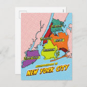Pop Art Illustriert New York City Karte (Vorne/Hinten)