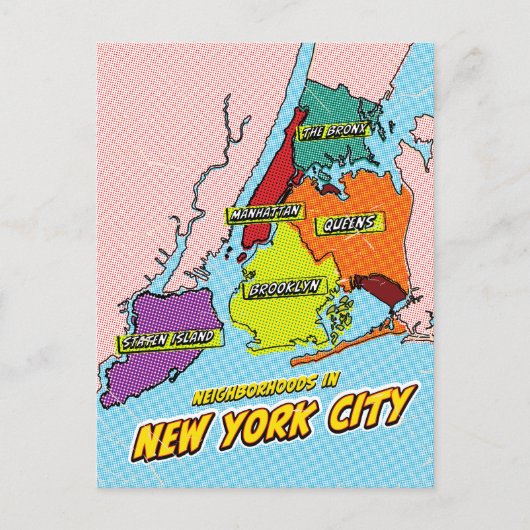 Pop Art Illustriert New York City Karte (Vorderseite)
