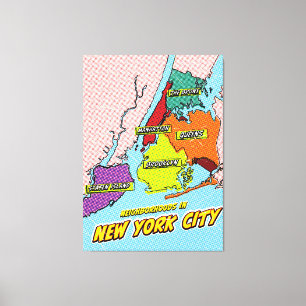 Pop Art Illustriert New York City Karte Leinwanddruck