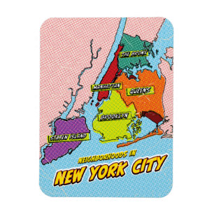 Pop Art Illustriert New York City Karte Magnet