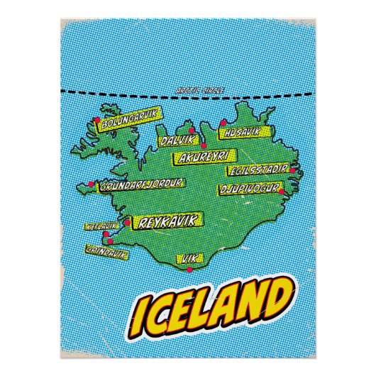 Pop Art Illustriert New York City Karte Poster (Vorderseite)