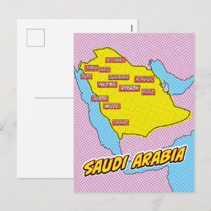 Pop Art Illustriert Saudi-Arabien Karte