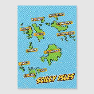 Pop Art Illustriert Scilly Isles Karte