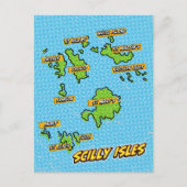 Pop Art Illustriert Scilly Isles Karte (Vorderseite)