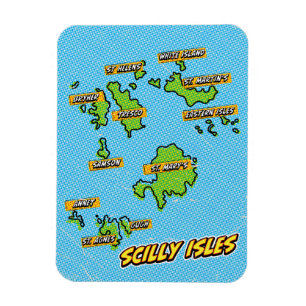 Pop Art Illustriert Scilly Isles Karte Magnet