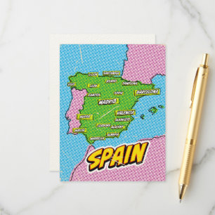 Pop Art Illustriert Spain Maps Begleitkarte