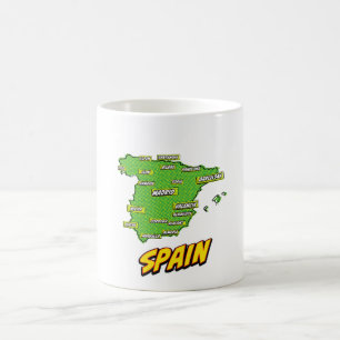 Pop Art Illustriert Spain Maps Kaffeetasse