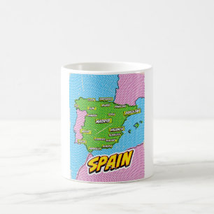 Pop Art Illustriert Spain Maps Kaffeetasse