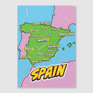 Pop Art Illustriert Spain Maps Magnetkarte
