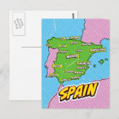 Pop Art Illustriert Spain Maps Postkarte (Vorne/Hinten)