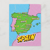Pop Art Illustriert Spain Maps Postkarte (Vorderseite)