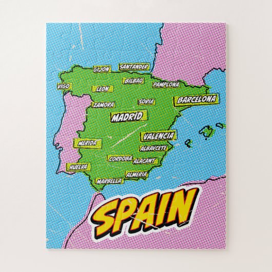 Pop Art Illustriert Spain Maps Puzzle (Vertikal)