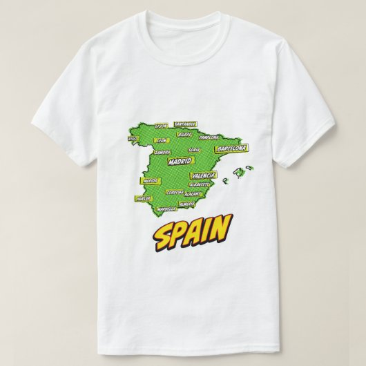 Pop Art Illustriert Spain Maps T-Shirt (Design vorne)