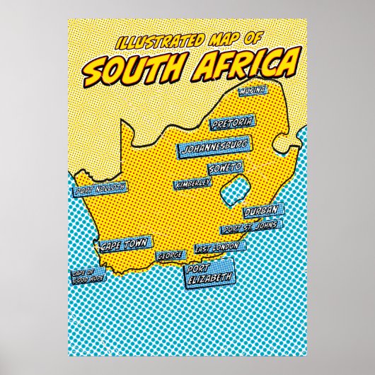 Pop Art Illustriert Südafrika Poster (Vorne)