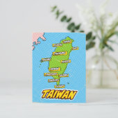 Pop Art Illustriert Taiwan Karte (Stehend Vorderseite)