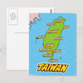 Pop Art Illustriert Taiwan Karte (Vorne/Hinten)