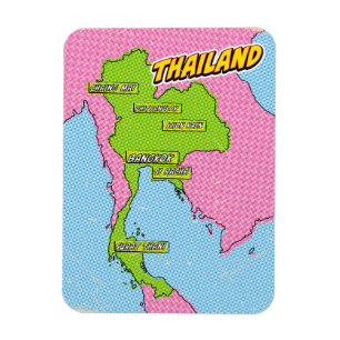 Pop Art Illustriert Thailand Karte Magnet
