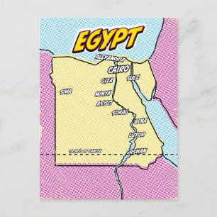 Pop-Art-illustrierte Ägyptenkarte Feiertagspostkarte