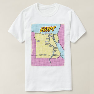Pop-Art-illustrierte Ägyptenkarte T-Shirt