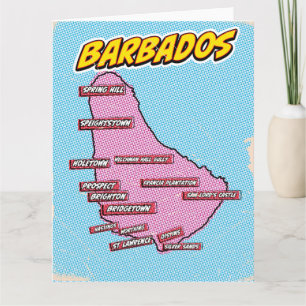 Pop-Art-illustrierte Barbados-Karte Karte