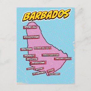 Pop-Art-illustrierte Barbados-Karte Postkarte