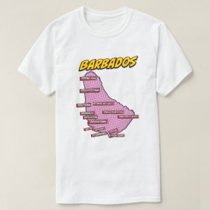 Pop-Art illustrierte Barbados-Karte T-Shirt