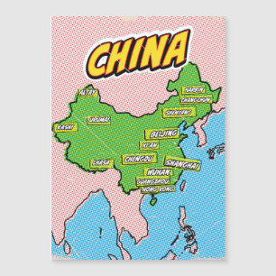 Pop Art Illustrierte China Karte
