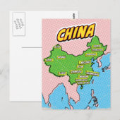 Pop Art Illustrierte China Karte (Vorne/Hinten)
