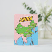 Pop Art Illustrierte China Karte (Stehend Vorderseite)