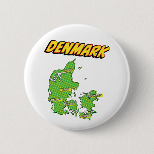 Pop-Art-illustrierte Dänemark-Karte Button