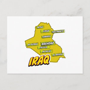 Pop-Art-illustrierte Irak-Karte Postkarte