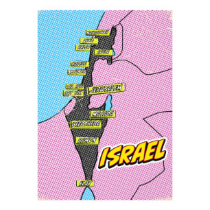 Pop-Art-illustrierte Israel-Karte Fotodruck