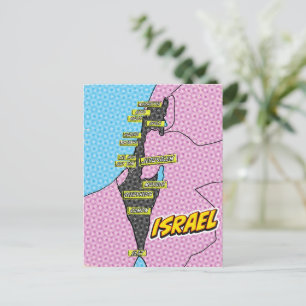 Pop Art illustrierte Israel-Karte Postkarte