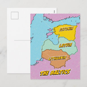 Pop-Art-illustrierte Karte der baltischen Staaten