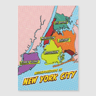 Pop-Art-illustrierte New York City-Karte Magnetkarte