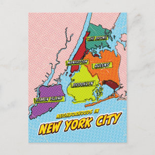 Pop-Art-illustrierte New York City-Karte Postkarte