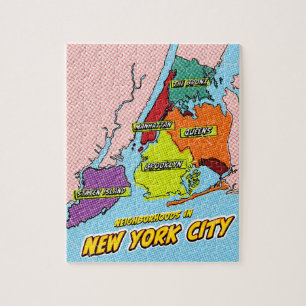 Pop-Art-illustrierte New York City Karte Puzzle