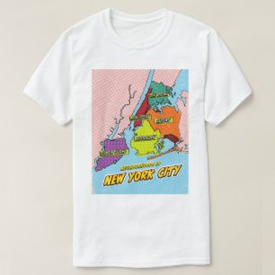 Pop-Art-illustrierte New York City Karte T-Shirt
