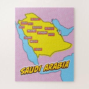 Pop-Art-Illustrierte Saudi-Arabien-Karte Puzzle