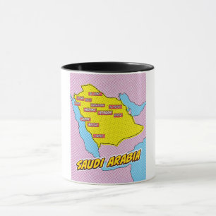Pop-Art-Illustrierte Saudi-Arabien-Karte Tasse