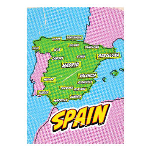 Pop-Art-Illustrierte Spanienkarte Fotodruck