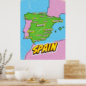 Pop-Art-Illustrierte Spanienkarte Poster (Küche)