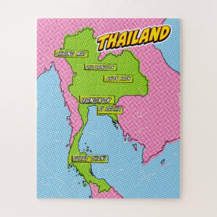 Pop-Art-illustrierte Thailand-Karte Puzzle