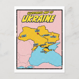 Pop Art Illustrierte Ukraine Feiertagspostkarte